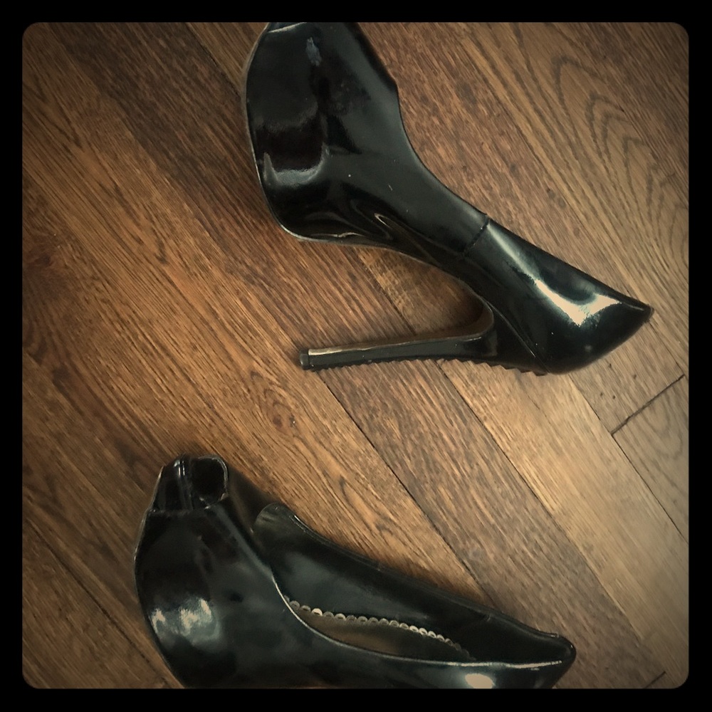 Black leather heels